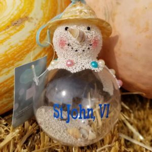Sandy Glass Snowman Ornament